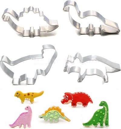 4x Dinosaurus vorm uitsteekvorm - Cookie cutters - Koekjes bakken - deeg/klei uitsteken - Dieren