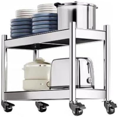 Opbergkar RVS - Rolkar Keuken Badkamer - Ruimte Organiseren - Slank Ontwerp - 20x30x60cm - Zilver