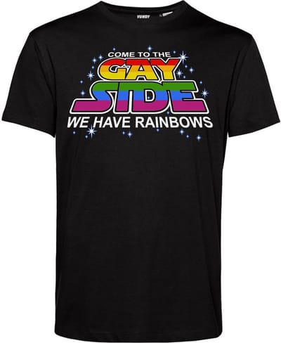 T-shirt Gay Side | Gay pride shirt kleding | Regenboog kleuren | LGBTQ | Zwart | maat XS