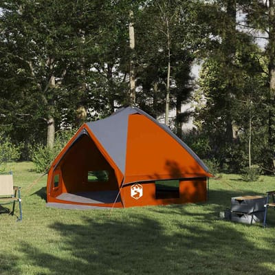 vidaXL - Teepee - Tent - voor - 6 - Personen - 6-persoons - Grijs - en - Oranje