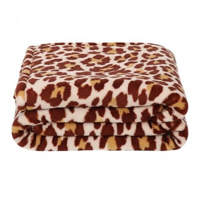 Bellatio design Fleece dekentjes met dierenprint - bruine panter print - 120 x 160 cm - warme plaid