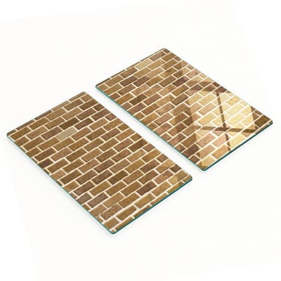 Decoratieve glazen snij- en serveerplanken met bakstenen muurmotief, 2x30x52 cm