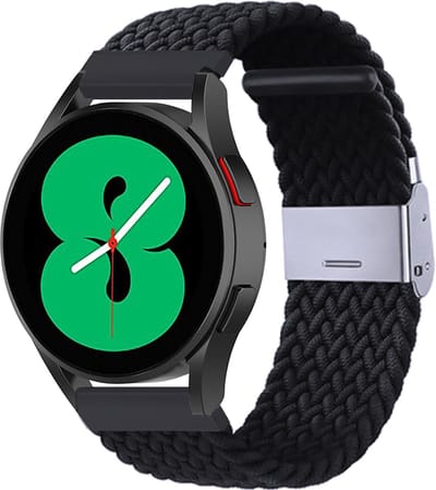 By Qubix - Geschikt voor Garmin bandje - Geschikt voor Garmin Vivoactive 4 / 4L - Braided nylon bandje - Zwart - Smartwatch bandje 22mm