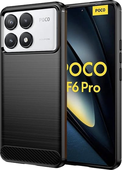 Hoesje geschikt voor Xiaomi Poco F6 Pro - Techsuit Carbon Silicone Back Cover - Zwart