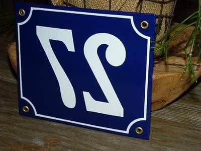 Emaille Huisnummer - Nummerbord Huis - Huis Nummering - Gebold Reliëf - 18x15 cm - Blauw
