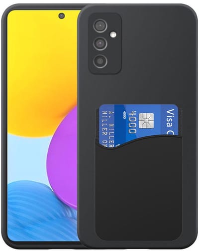 Geschikt voor Samsung Galaxy M12 Telefoonhoesje met Siliconen Pasjeshouder - Flexible Back Cover Case Siliconen TPU with Silicone Cardslot - Zwart - Smartphonica geschikt voor Samsung Galaxy M12