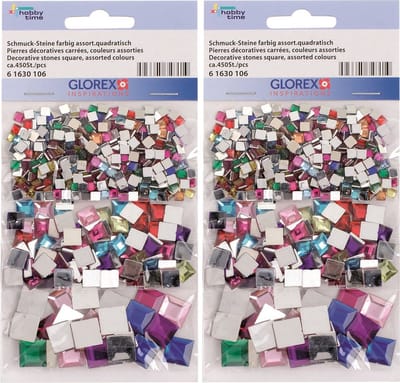 900x Gekleurde vierkante plak/strass steentjes - 4, 8 en 10 mm - Hobby/knutselmateriaal - Strass steentjes - Glimmende plak steentjes/diamantjes