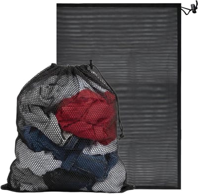 Grote waszakken van netstof 70 x 90 cm met trekkoord, herbruikbaar voor wasmachine, kleding en beddengoed
