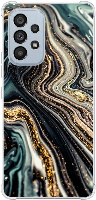 Shockproof hoesje - Geschikt voor Samsung Galaxy A53 - Marmer swirl - Extra sterke case - TPU/polycarbonaat - Marmer - Multi, Transparant