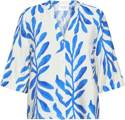 SISTERS POINT Viaba-sh2 - Dames Blouse - Cream/blue - Maat S