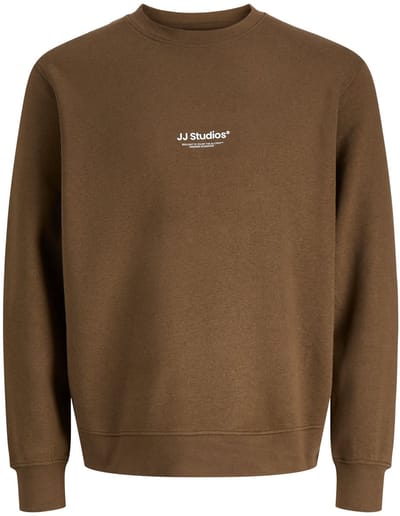 JACK & JONES Soho sweat crew neck regular fit - heren sweatshirt katoenmengsel met O-hals - bruin (cocoa)