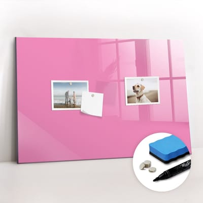 Tulup Whitebord - Kleur Roze Magneetbord - 60 cm x 40 cm - Magnetisch Bord Kind - Organizer Muur - Magneetbord Rechthoekig - Organiseer Je Bureau - Gratis 5 Sterke Magneten + Whiteboard Marker & Wisser - Magnetisch Wandbord - Magnet Board