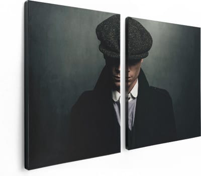 Artaza Canvas Schilderij Tweeluik Engelse Gangster Met Een Pet Uit Jaren 1920  - 120x80 - Foto Op Canvas - Canvas Print