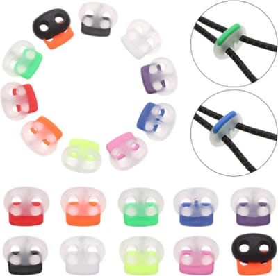 Allesvoordeliger cord lock 2 gat klein fluor zwart - koordstopper - 3 stuks