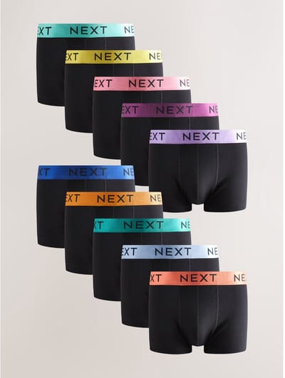 Next - Heren - Set van 10 katoenrijke hipsterboxershorts - Zwart