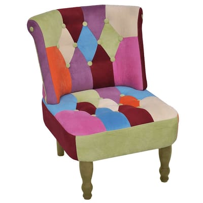 vidaXL Franse stoelen 2 st met patchwork ontwerp stof