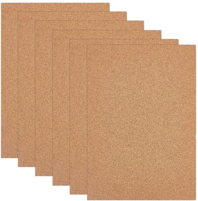 Dailygoods- Kurktegels 6 Stuks - Rechthoekige/Vierkante Prikborden - 21 x 30 x 0,8 cm - Kurk Prikbord - Voor Thuis/School/Kantoor - Tentoonstellingsaccessoires