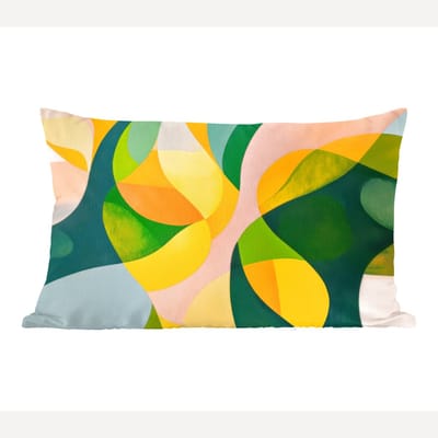 Sierkussens - Kussentjes Woonkamer - 50x30 cm - Abstract - Geel - Roze - Groen