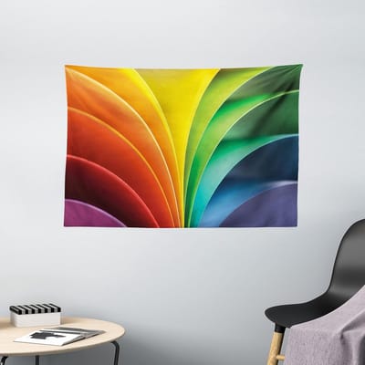 ABAKUHAUS kleurrijk wandtapijt, gebogen regenboogstrepen, woonkamer slaapkamer wanddoek zijdezacht satijn wandtapijt, 150 x 100 cm, meerkleurig