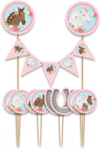Paperdreams - Taartdecoratie set paarden - 9 stuks
