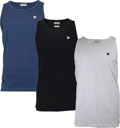 3-Pack Donnay - Muscle shirt (James) - Tanktop - Heren - Navy/Black/Light Grey marl (474) - maat S
