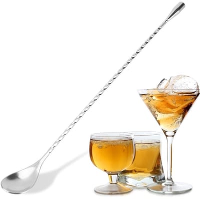 Dailygoods- Barlepel Roestvrij Staal - Cocktaillepel - Roerlepel - Mixlepel - 31 cm - Geschikt voor Bars en Thuisgebruik