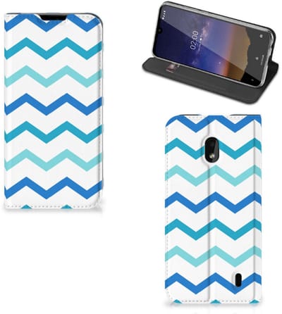 Nokia 2.2 Hoesje met Magneet Zigzag Blauw