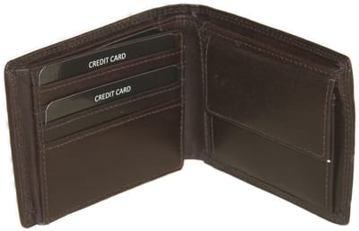 Oi donkere retro bruine leren herenportemonnee klein / laag model billfold met klep naar links / compacte herenbeurs voor 9 pasjes / RFID SAFE / retro bruin leer / 564Brown NR