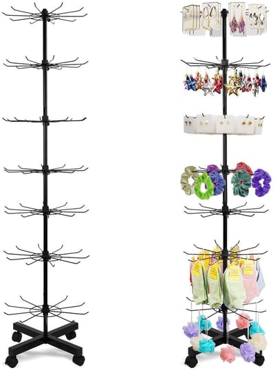 Dailygoods- Sieradenstandaard 7-laags - Draaibare Display Standaard - Sieradenhouder voor Kettingen/Sjaals - Zwart/IJzer - Robuust en Duurzaam - Displaystandaard