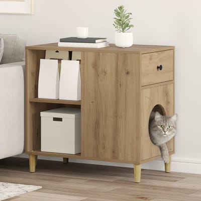 vidaXL Kattenhuis Artisanaal eiken 72 x 42,5 x 70 cm Bewerkt hout