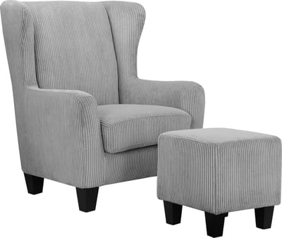 Zhili-Fauteuil met Kruk in Grijze Stof
