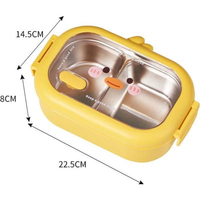 RVS 2 Compartimenten Bento Lunchbox Voor Kinderen Lekvrije Lunch Voedselcontainer Voor Meisjes Jongens geel