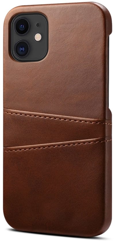 geschikt voor iPhone 12 Pro Max Pashouder Hoesje Leer - Telefoonhoesje van kunstleer met vakjes voor pasjes geschikt voor iPhone 12 Pro Max - Mobiq Leather Snap On Wallet hoesje geschikt voor iPhone 12 Pro Max Donkerbruin