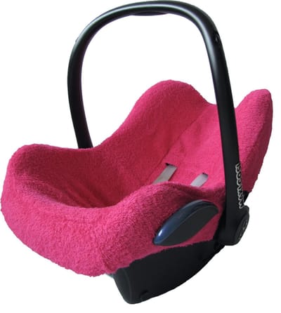 Wallabiezzz Badstof autostoelhoes geschikt voor Maxi-Cosi - Hoes voor autostoel groep 0+ - Geschikt voor 3-puntsgordel - Baby Cadeau - Comfortabel - Zacht Badstof - Donkerroze
