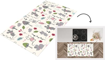 Keukenloper - Loper keuken - Muizen - Patronen - Herfst - Paddenstoel - 120x60 cm - Keukenloper vinyl
