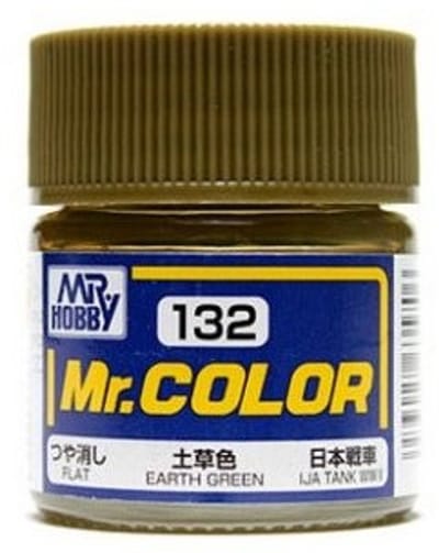 Gunze Mr. Hobby C-132 - Mr. Color 10 ml Earth Green - Lacquer Modelbouwverf