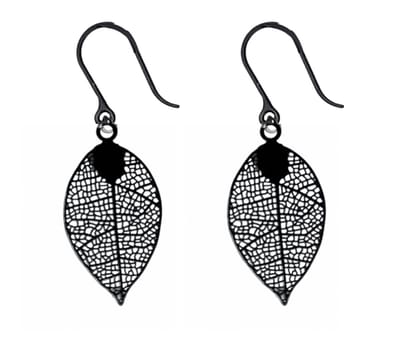 Allergievrij oorbellen zwart blaadje-Charme Bijoux