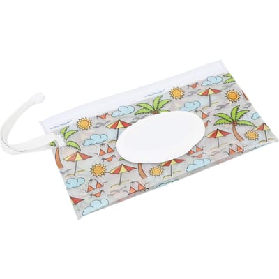 Pochette Lingettes Humides Grande Réutilisable Type Coulissant Couvercle à Rabat Rechargeable Distributeur de Lingettes Portable pour la Maison white