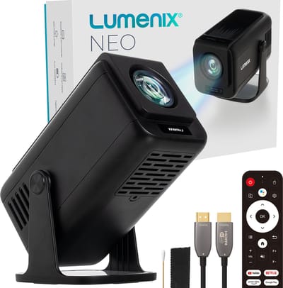Lumenix® NEO Mini Beamer – Full HD Projector met Netflix, Android 13, WiFi 6 & Bluetooth 5.0 – Autofocus & 4D Keystone – Thuisbioscoop Beamer – Zwart