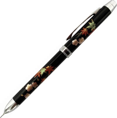 Penac Makie Aki & Haru - Zwart - Multifunctie balpen - 0.7mm blauwe en rode inkt - 0.5mm vulpotlood