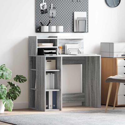 vidaXL - Bureau - Grijs - Sonoma - Bewerkt - hout - 90 - x - 48 - x - 101,5 - cm