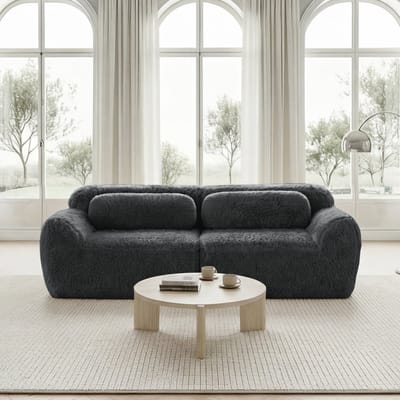 Twee-zitsbank - frameloze modulaire ontwerp - met kussens - antislip bodem - voor woonkamer - slaapkamer - studeerkamer en kantoor -grijs