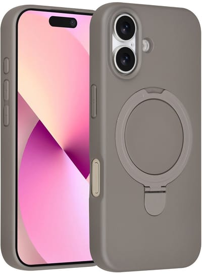 TUNIQ telefoonhoesje voor Apple iPhone 16 - MagSafe met ringstand - Titaniumgrijs