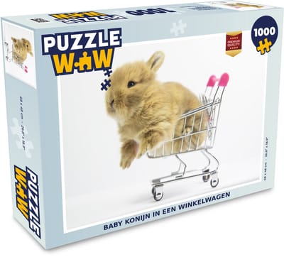 Puzzel Konijn - Baby - Wit - Legpuzzel - Puzzel 1000 stukjes volwassenen
