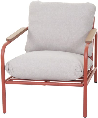 Aluminium tuinstoel MCW-O11, buitenstoel tuinstoel, olefine stof/textiel (205 g/m²) ~ terracotta bekleding beige