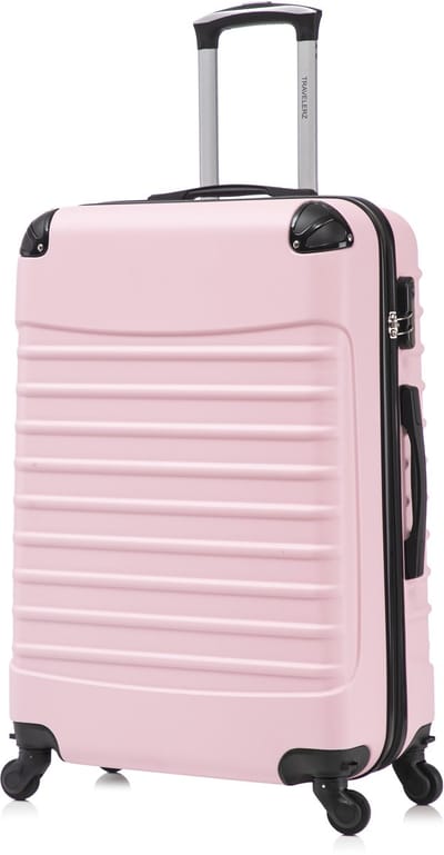 Travelerz Rome Large Koffer – 69L – Lichtgewicht ABS – Spinner – Licht Roze – Met Cijferslot
