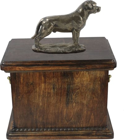 Elegante urn voor Rottweiler met beeldje in klassieke stijl