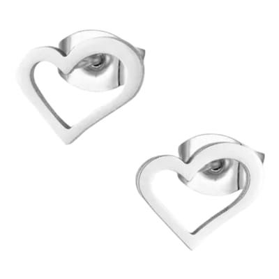 Aramat Jewels | Oorbellen | Zilverkleurige Stalen Hartjes Oorbellen – 10x8mm | Zilverkleur | |8mm | Staal | Kinderen, Volwassenen | Verkleurd niet
