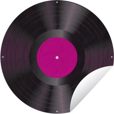 Tuincirkel Vintage - LP - Roze - Vinyl platen - 60x60 cm - Ronde Tuinposter - Buiten