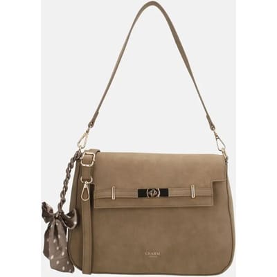 Charm London The Hamptons Village Schoudertas - Overslag - Verstelbare Band - Gouden Details - Sjaaltje - Crossbody - Dames - Tas - Taupe